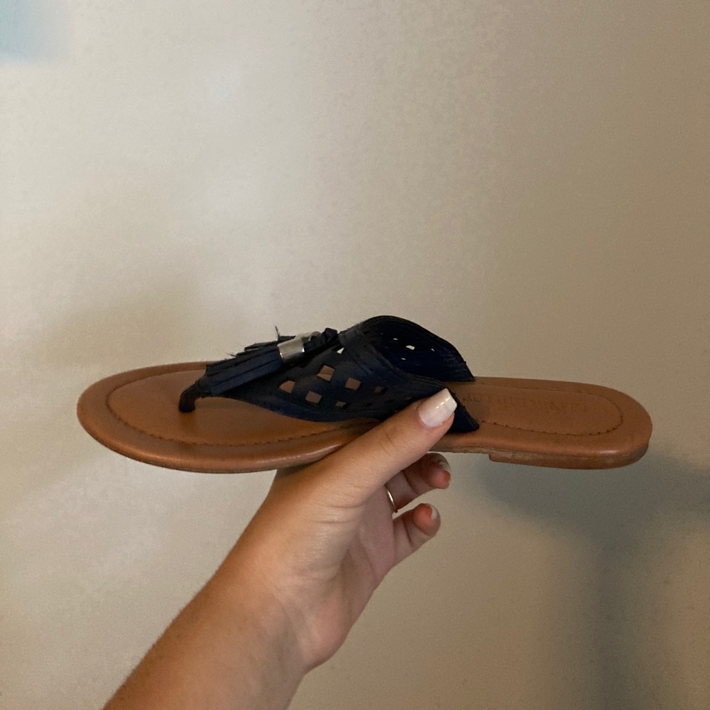 navy blue tassel sandals